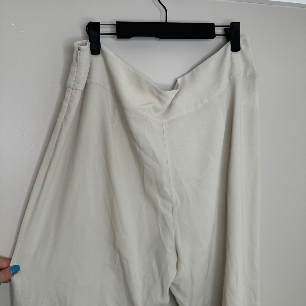 Eileen Fisher Women's Straight Trouser Ivory Silk Wide Leg Pants NEW L - Picture 5 of 7